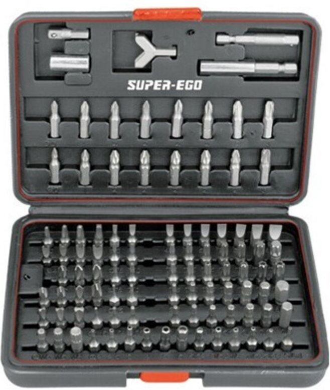 Satz mit 100 1/4 Cr-Vanadium-Schraubendreherbits seh1500 super ego