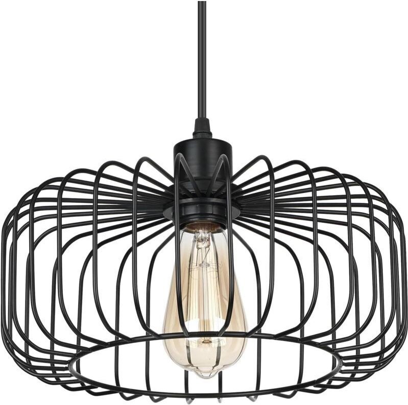 Schwarze Pendelleuchte, moderne runde E27-Metalllampenschirm-Hängeleuchte für Wohnzimmer, Esszimmer, Schlafzimmer [Energ...