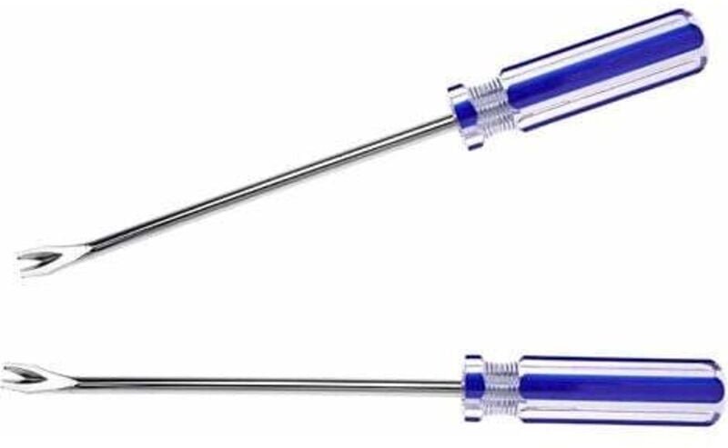 2X Blau Kunststoff Griff Nagel Staple Rivet Stud Lifter Remover Puller Klaue Schraubendreher Teppich Garage Zimmerei Tür...