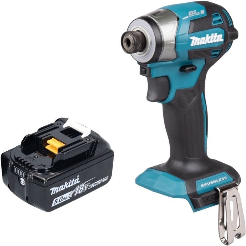 Makita DTD 173 T1 Akku Schlagschrauber 18 V 180 Nm 1/4“ Brushless + 1x Akku 5,0 Ah - ohne Ladegerät