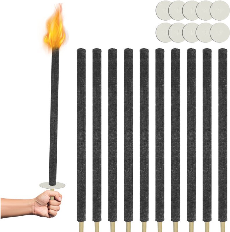AUFUN Fackeln Hochwertige 25 Stück aus natürlichem Wachs, Brenndauer 100 min mit 25x Handschutz, Wachsfackeln für Ostern...