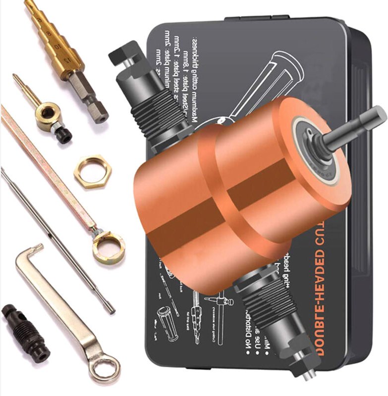 Metallknabber-Bügelsägenschneider mit zwei Spitzen, um 360 Grad verstellbarer Bohraufsatz, mit Stanzwerkzeugen