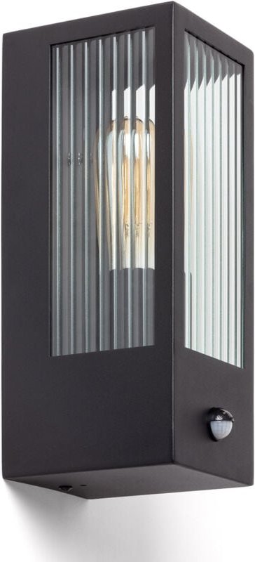 Ledkia - Wandleuchte Außen Edelstahl y Glas mit Bewegungsmelder Gakom Schwarz