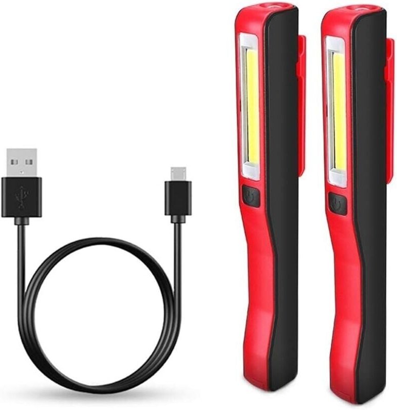 Wiederaufladbare Arbeitsleuchte LED Tragbare Lampe, Werkstattlampe für Camping Garage Notfall mit Magnetclip (2 Stück)