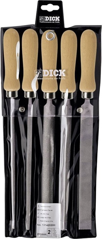 Dick - 13142020H Werkstattfeilen-Satz 5tlg. mit Holzgriff Hieb-Länge 200 mm 1 Set