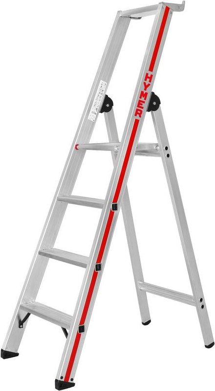 Hymer - Stufenstehleiter, mit Plattform, einseitig begehbar, 4 Stufen ah 2,43m