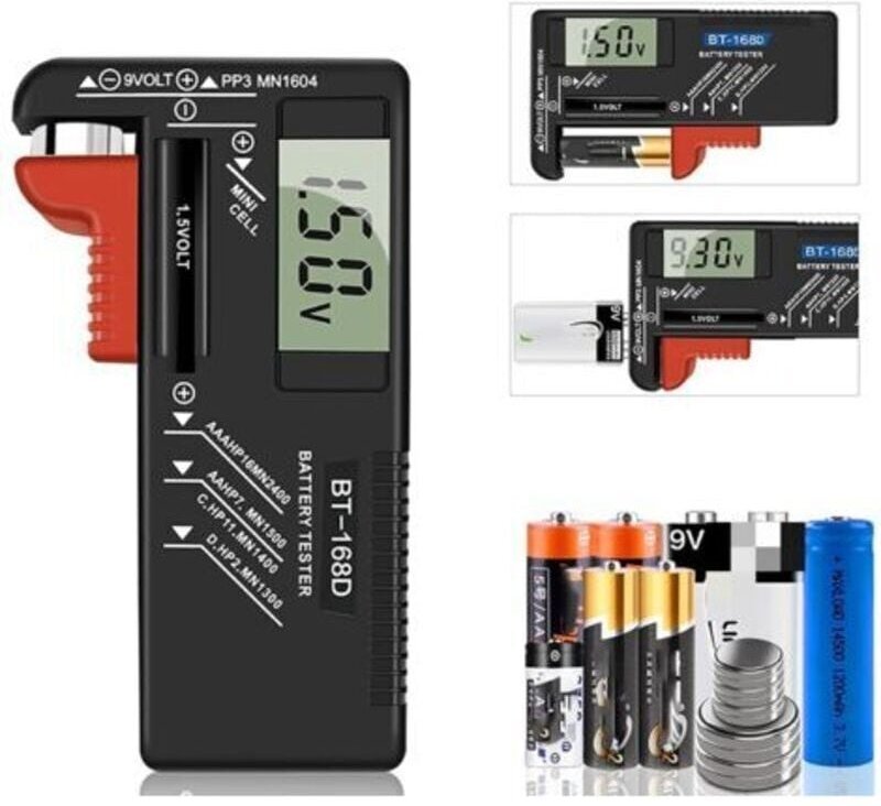Mumu - Digitaler Batterietester, Universal Batterietester, Batterietester, für aa, aaa, c, d, PP3, 9V, 1,5V, Knopfzellen...