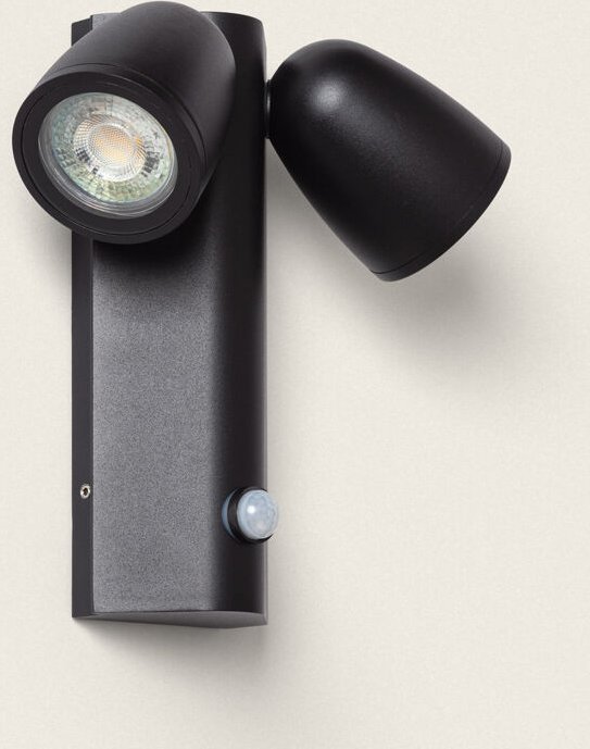 Wandleuchte Außen Aluminium mit Bewegungssensor Abel zwei Strahler Schwarz