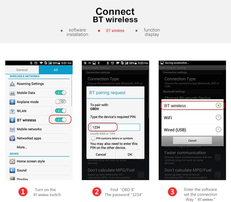 Zoternen - konnwei KW903 bt 5.0 Kabelloses OBD-II-Autodiagnosetool, Detektor, Tester, Scanner für iOS- und Android-Syste...