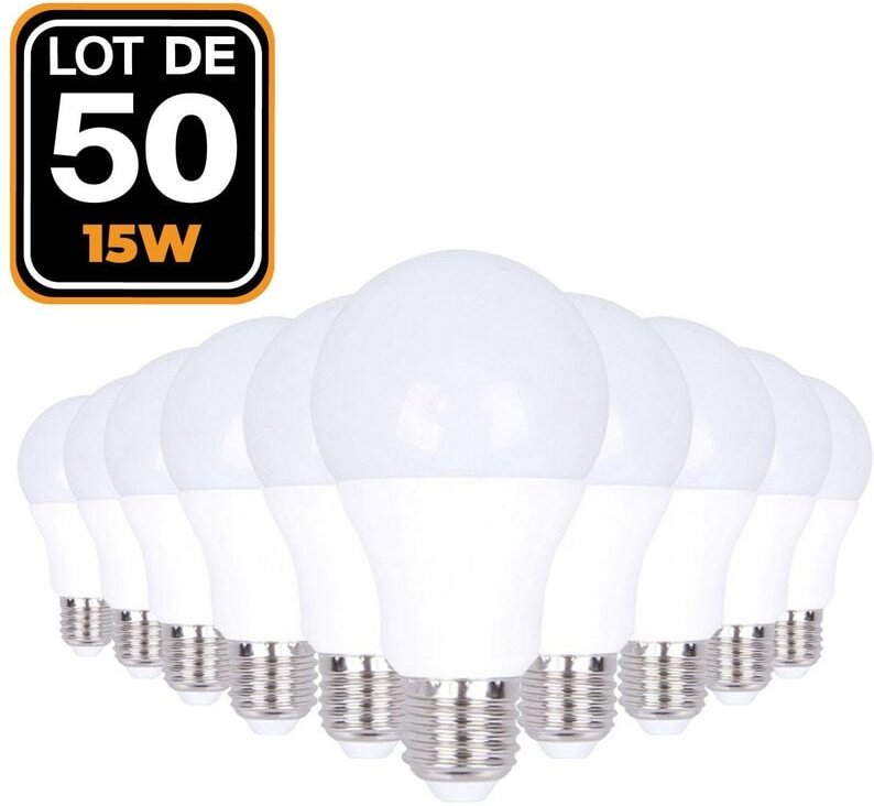 Europalamp - 50 Ampoules led E27 15W Blanc Froid 6000K Haute Luminosité