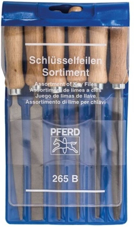 Tools 11706100 Schlüsselfeilen-Set Hieb 2 inkl. Feilenheften in Kunststofftasche Länge 100 mm - Pferd