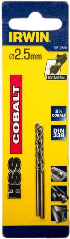 Irwin Metallbohrer HSS-Co 2,5x57x30mm 2 Stk