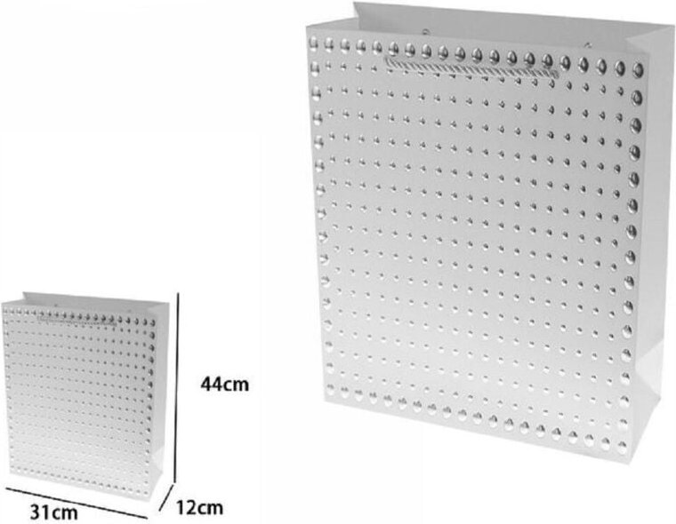 Trade Shop Traesio - Trade Shop - 3er Set Geschenktüten Shopper Grau Nieten Henkel Kordel 44x31x12cm 69956 -