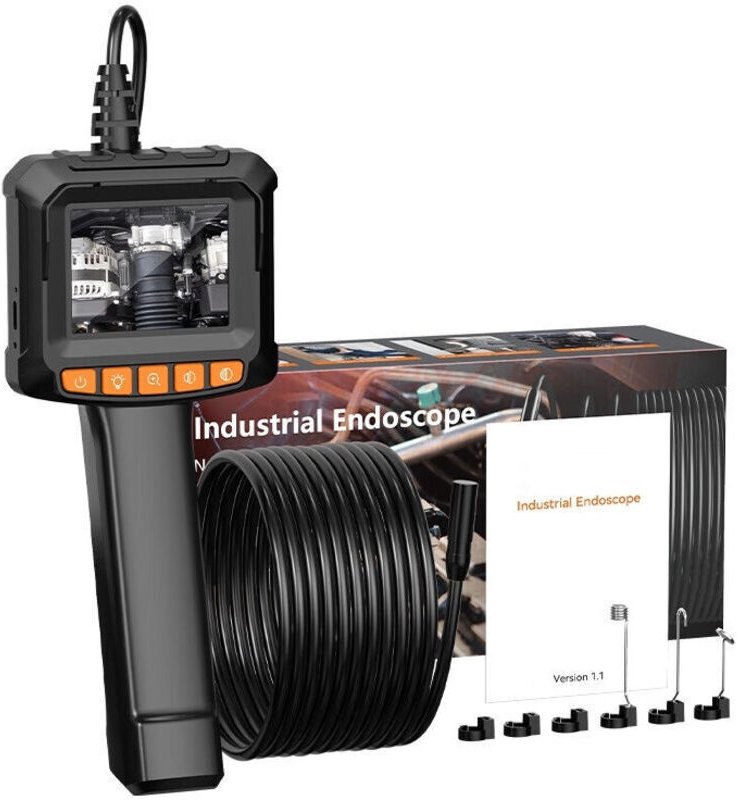 Endoskopkamera, 1080P HD-Endoskop mit 2-fachem Zoom, IP67 wasserdichte 2,4-Zoll-IPS-Rohrinspektionskamera, 5 m halbstarr...