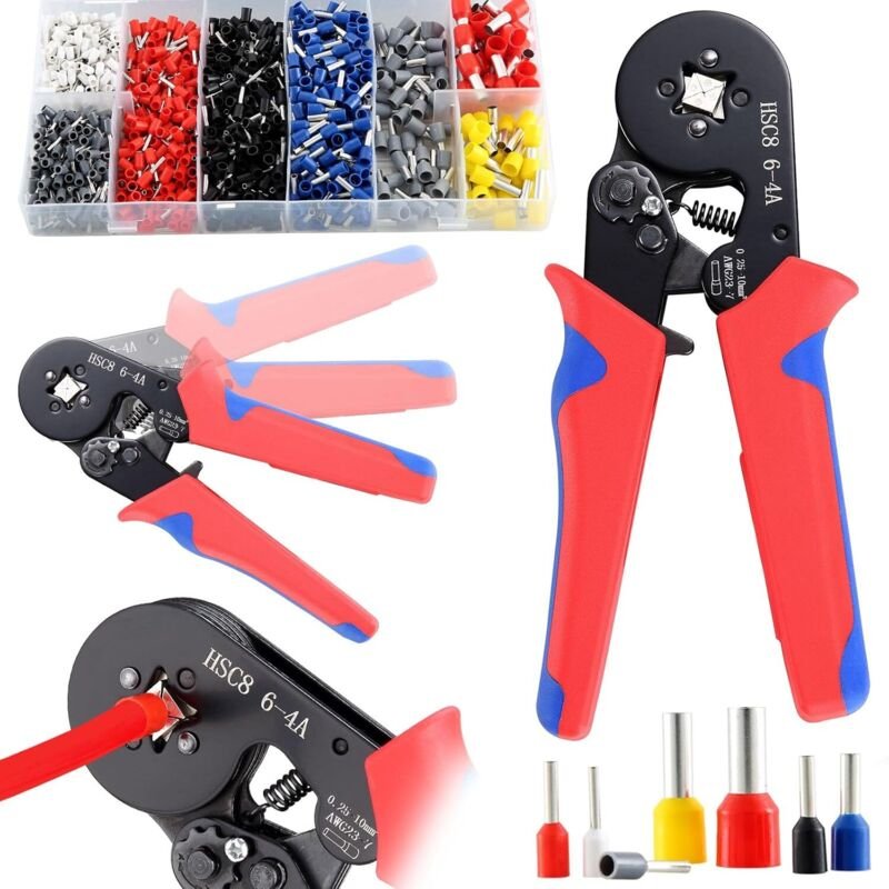 Pince à Sertir,Pince a Sertir HSC8 6-4,1250 Cosses electriques a Sertir 0.25-10mm²-Pince Sertir Cosse pour Installations...