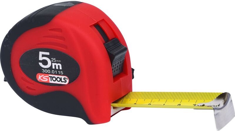 Bandmaß mit Feststeller,schwarz-rot, 5m, 25mm