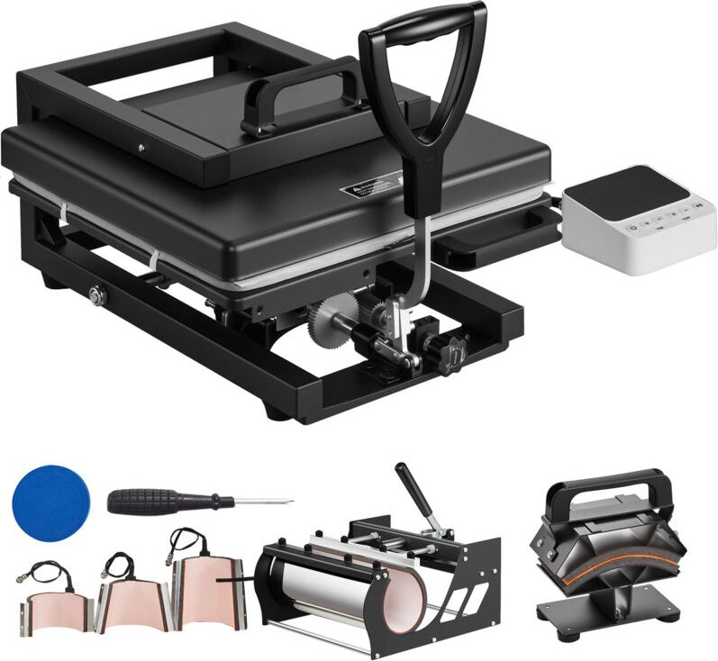 Mophorn Transferpresse 38 x 38 cm 8-in-1 Multifunktion, gleichmäßiges und schnelles Aufheizen, Heißpressmaschine für T-S...