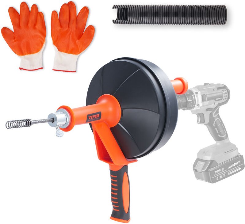 Rohrreinigungsspirale 0,6x762cm Federstahlkabel Abflussreiniger mit Trommel Manuell & Elektrisch Manuelle Zufuhr Rohrrei...