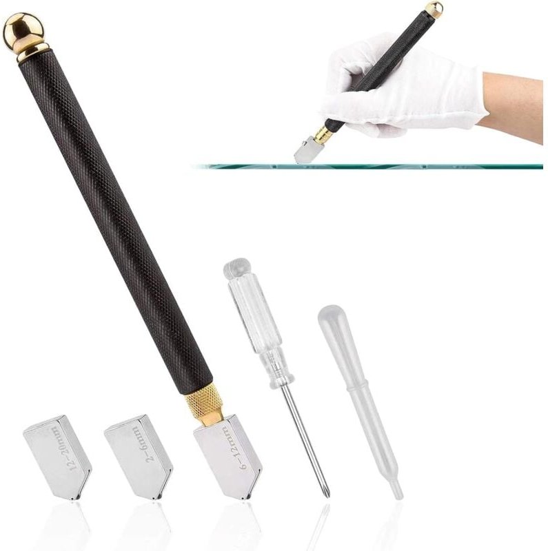 Glasschneidewerkzeug, 2 mm – 20 mm Glasschneider, Glasschneidewerkzeug mit Glasschneideröl, professioneller Glasschneide...