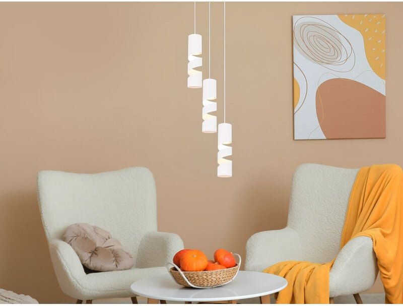 Moderne Cluster Pendelleuchte STREAM 3-flammig aus Metall in Weiß, Ø 28cm