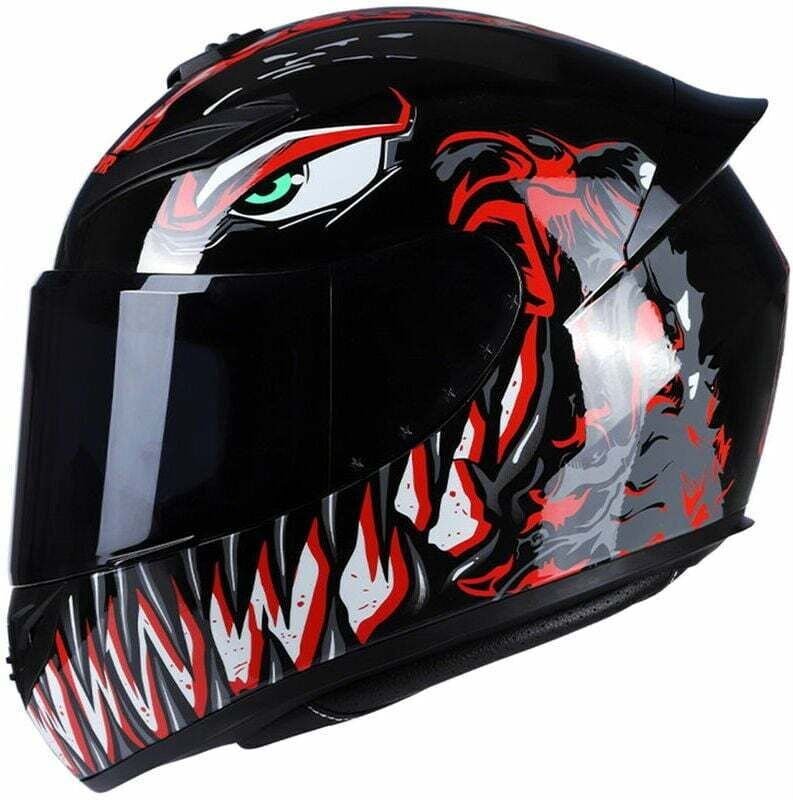 Die Helme der Venom-Serie, schwarz-rotes Zahndesign, Größe m, sind ideal für den Schutz bei Aktivitäten.