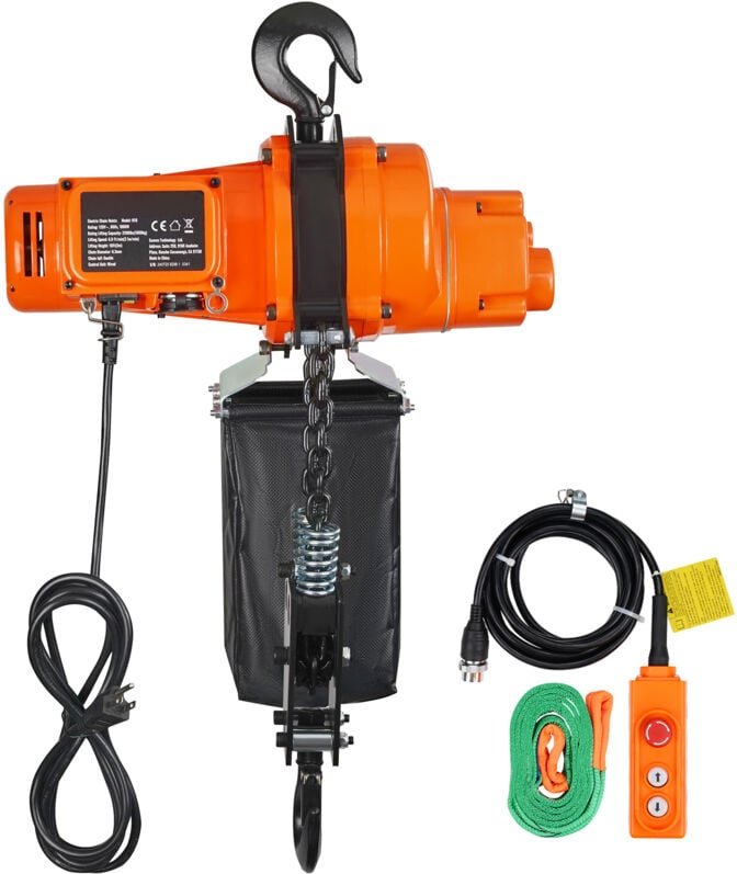 Mophorn - Elektrischer Kettenzug, 2200 lbs Tragkraft, 10 ft Hubhöhe, 6,9 ft/min Geschwindigkeit, 230 v, einphasiger Brüc...