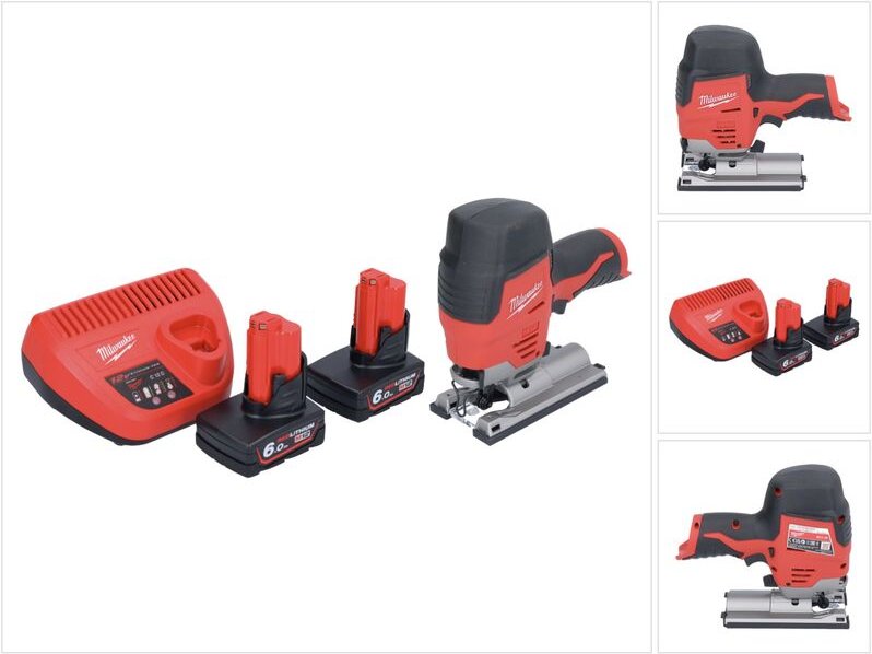 Milwaukee M12 JS-602 Akku Stichsäge 12 V + 2x Akku 6,0 Ah + Ladegerät
