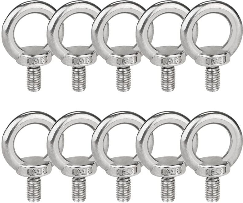 Ringschrauben M8 Hebering Außengewindeschraube 304 Edelstahl 10 Stück Heberinge, runde Augenschraube für Hebebolzen und ...