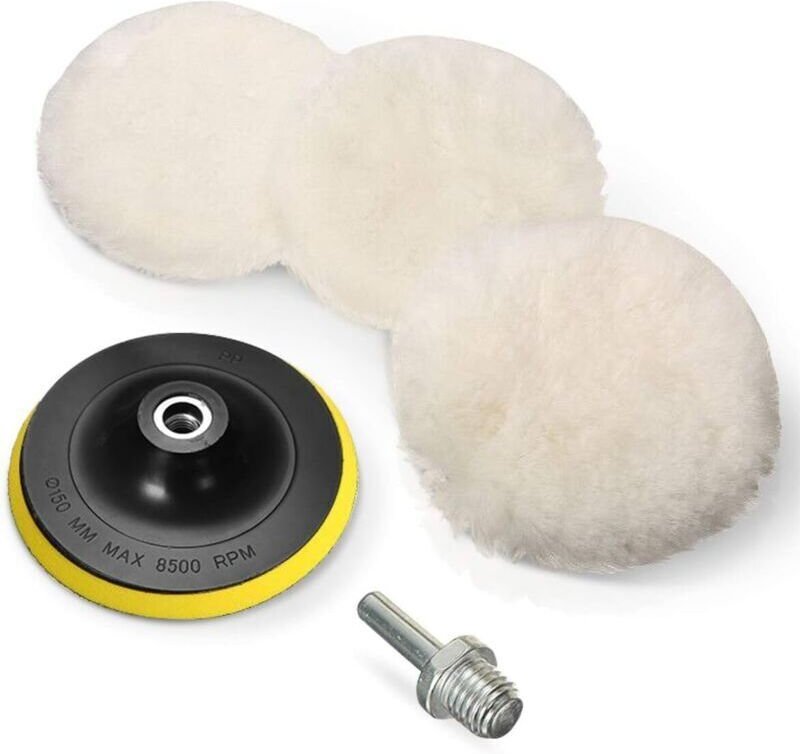 Set mit 5 Wollpolierpads für 150-mm-Felgenpolitur mit M14-Bohradapter