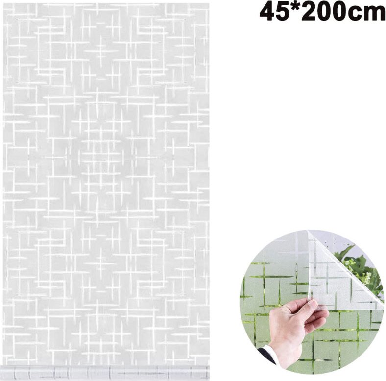 Mattierte Klebefolie ohne Klebstoff, 3D-Kreuzmuster, UV-Schutz, für Fenster und Türen