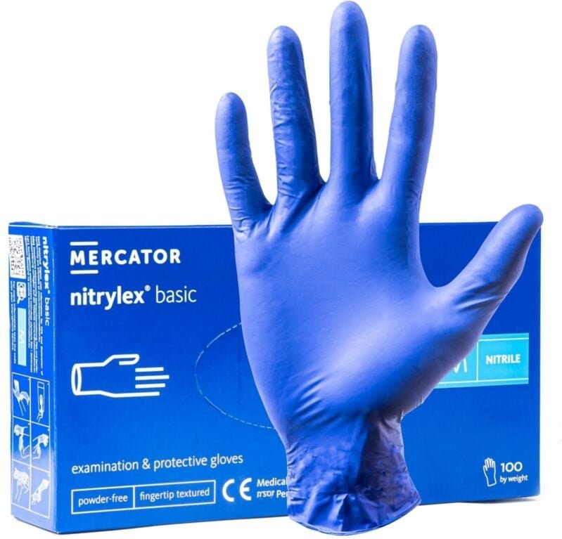 Mercator Nitrylex Basic blaue Nitrilhandschuhe Größe M 100 Stück.