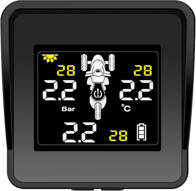 Tlily - Solar Wireless ReifendrucküBerwachungssystem Motorrad tpms ReifendrucküBerwachung LCD-Anzeige 3 Externe Sensoren