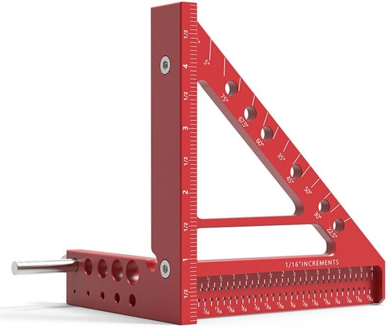 5-Zoll-Dreieckslochlineal, Aluminiumlegierung, Markierungsquadrat, Baurahmenwerkzeuge, Messlineal für die Holzbearbeitun...
