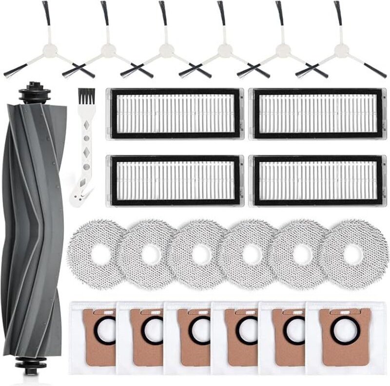 24 Zubehörteile für den Roboterstaubsauger Dreame L20 Ultra / L20 Ultra Complete. 1 Hauptbürste, 4 Filter, 6 Tücher, 6 S...