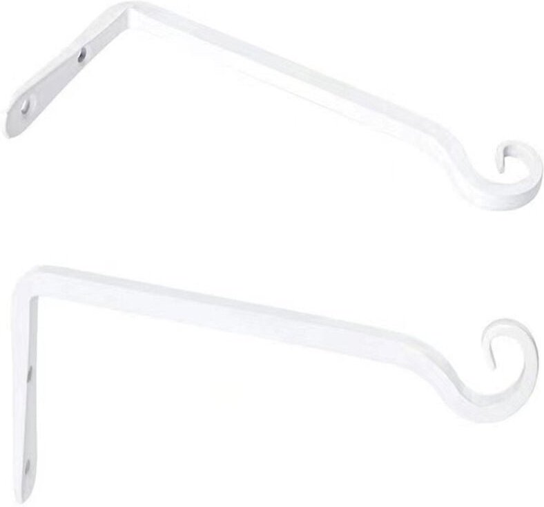 Linghhang - 2er-Set Haken – weiße Wanddekoration aus Schmiedeeisen für den Garten mit Schrauben für Pflanzen, Vogelhäusc...