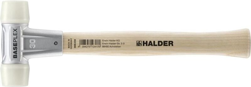 BASEPLEX-Schonhammer, Nylon / Nylon mit Zinkdruckguss-Gehäuse und Holzstiel D=30 mm 3908.030