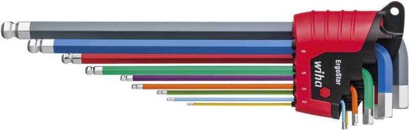 Stiftschlüssel Set im ErgoStar Halter Sechskant-Kugelkopf 9-tlg. farbig leuchtend (41483) - Wiha