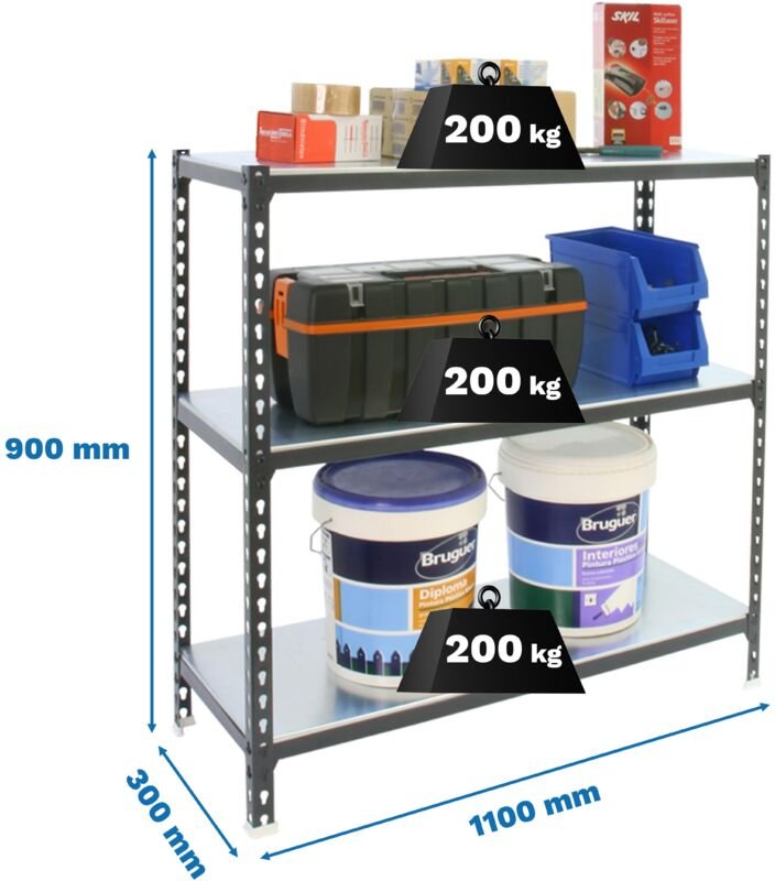 Metallregale KIT SIMONCLICK SUPERPLUS 3/300 900 Anthrazit/Galva