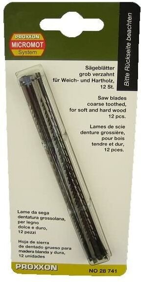 Thumbnail - Proxxon - Sägeblätter mit Querstift, grob verzahnt, (10 Zähne auf 25 mm), 12 Stück - 28741