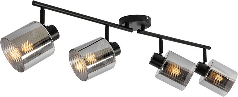 Deckenstrahler schwarz mit Rauchglas 4-flammig verstellbar - Laura