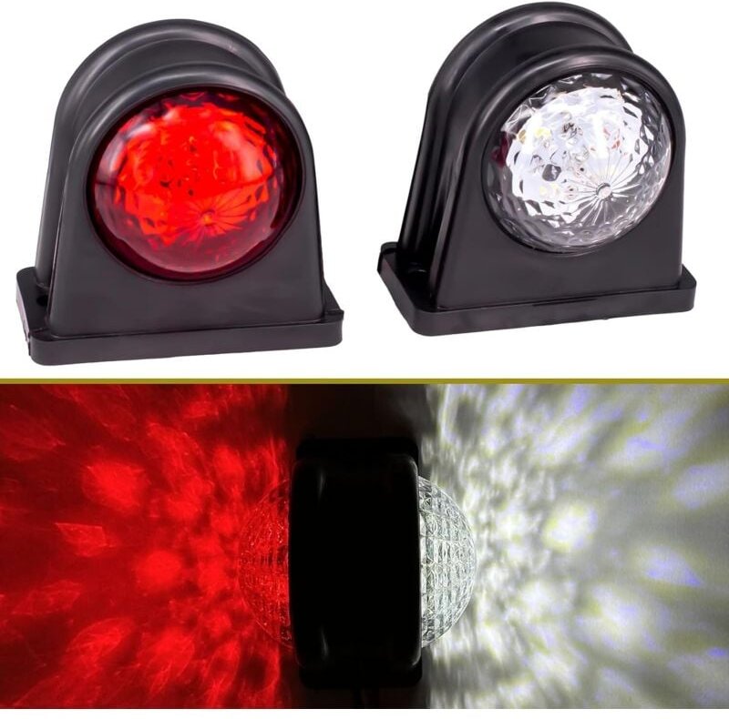 2 x 8 LED-Seitenmarkierungsleuchten, 12/24 v, doppelseitige Anhänger-Seitenleuchte, Warnung, rotes weißes Licht für lkw,...