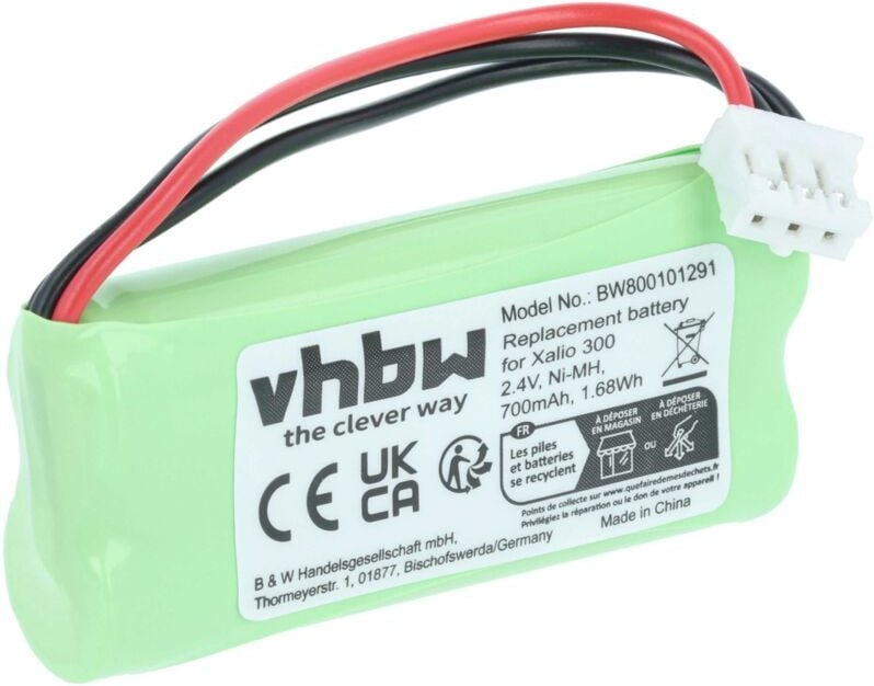 Vhbw - 1x Akku kompatibel mit Philips Xalio 300, 300 dect schnurlos Festnetz Telefon (700 mAh, 2,4 v, NiMH) - Ersatz für...