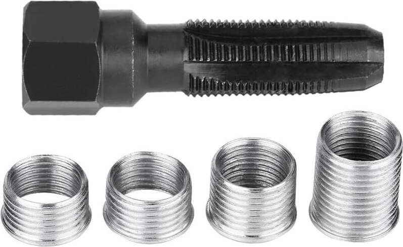 Thumbnail - Memkey - 14-mm-Zündkerzen-Reparatur, 5-teiliges Reparaturwerkzeug-Set zum Einfädeln von Zündkerzen aus Kohlenstoffstahl ...