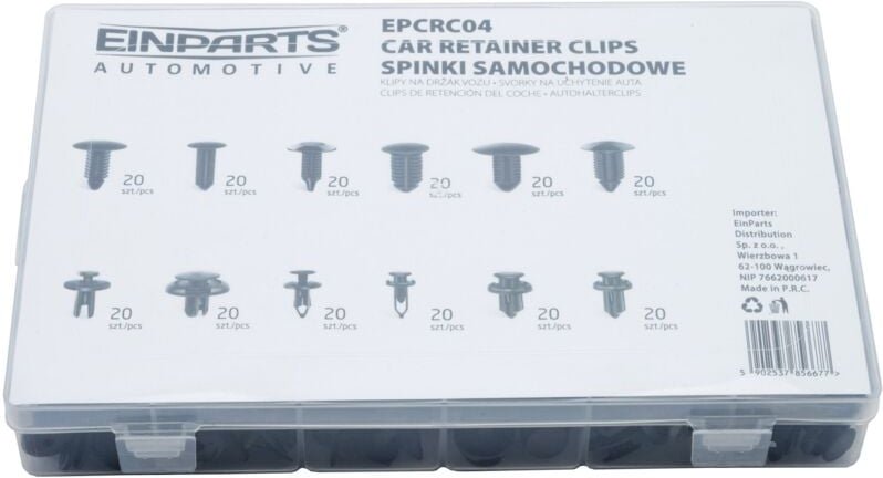 Set aus Autostiften, Clips und Stiften - 625-teilig mit Montagewerkzeug