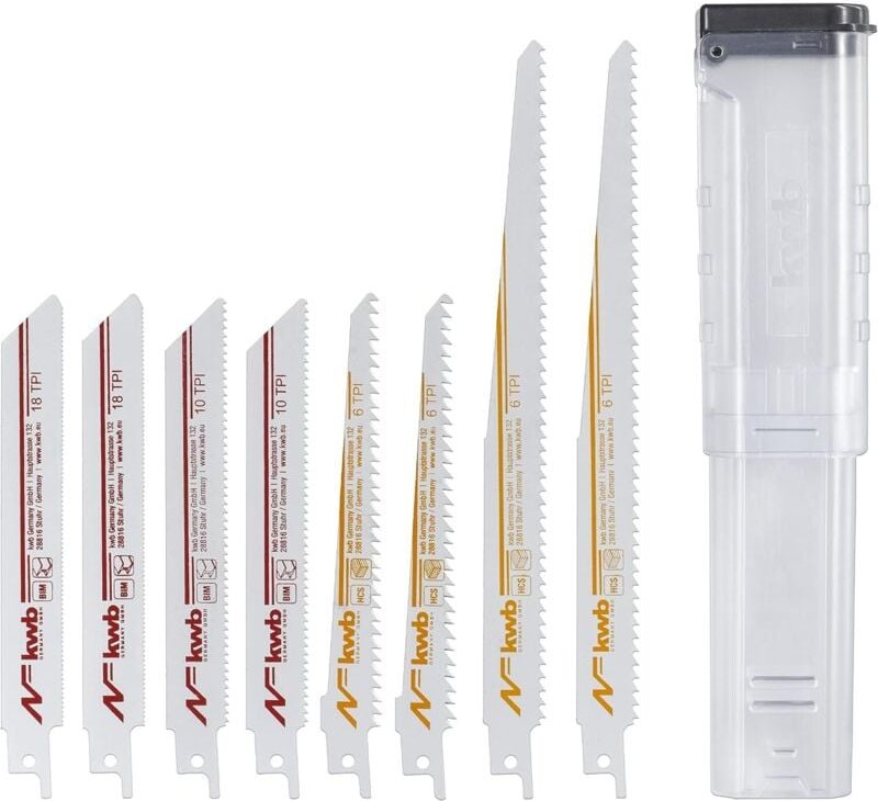 KWB - je 4 x Bi Säbel Set 8-teilig Recriprosägen, Holz-und Metall-Sägeblätter mit Universal-Schaft, geeignet für alle El...