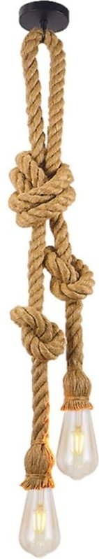 E27 Industrielle Pendelleuchte Doppelkopf Hanfseil Hängeleuchte Vintage Verstellbare Lampe Kronleuchter für Speisesaal R...