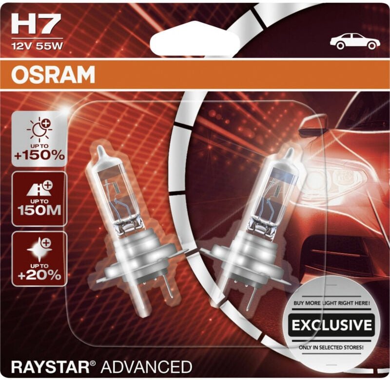 Osram Halogenlampe H7 Raystar Advanced +150% 12V 60/55W Beleuchtung