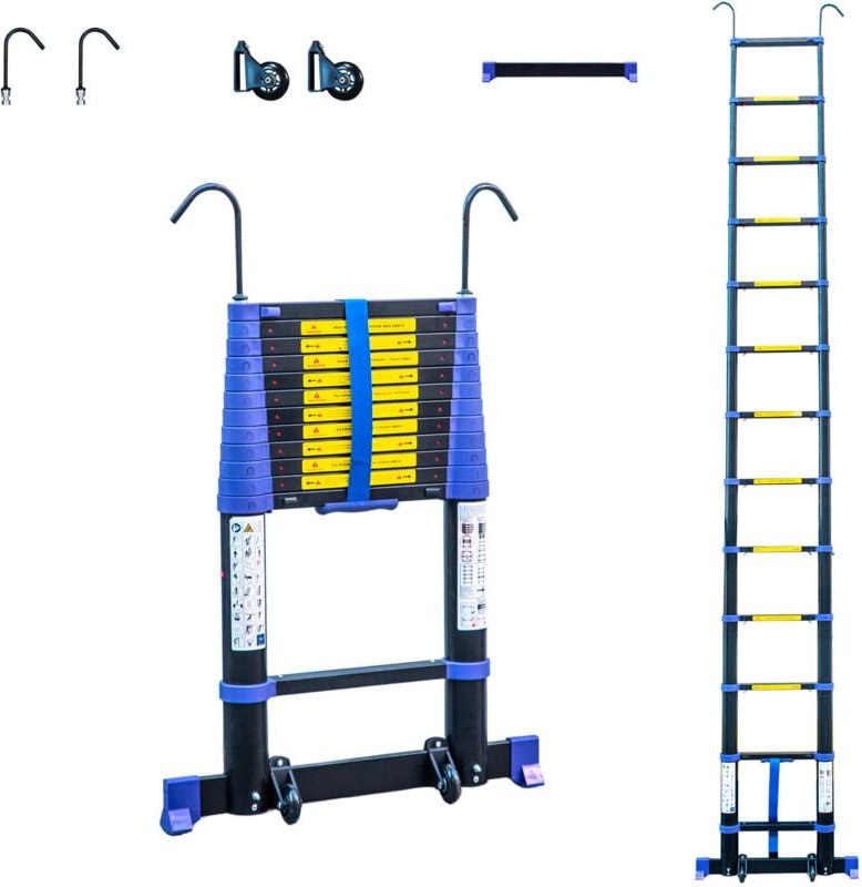 Teleskopleiter 3,8m TELESCOVA12+, Aluminium, Faltbar, Ausziehbar, Multifunktion, Maximale Arbeitshöhe 4,7m, Abnehmbare H...