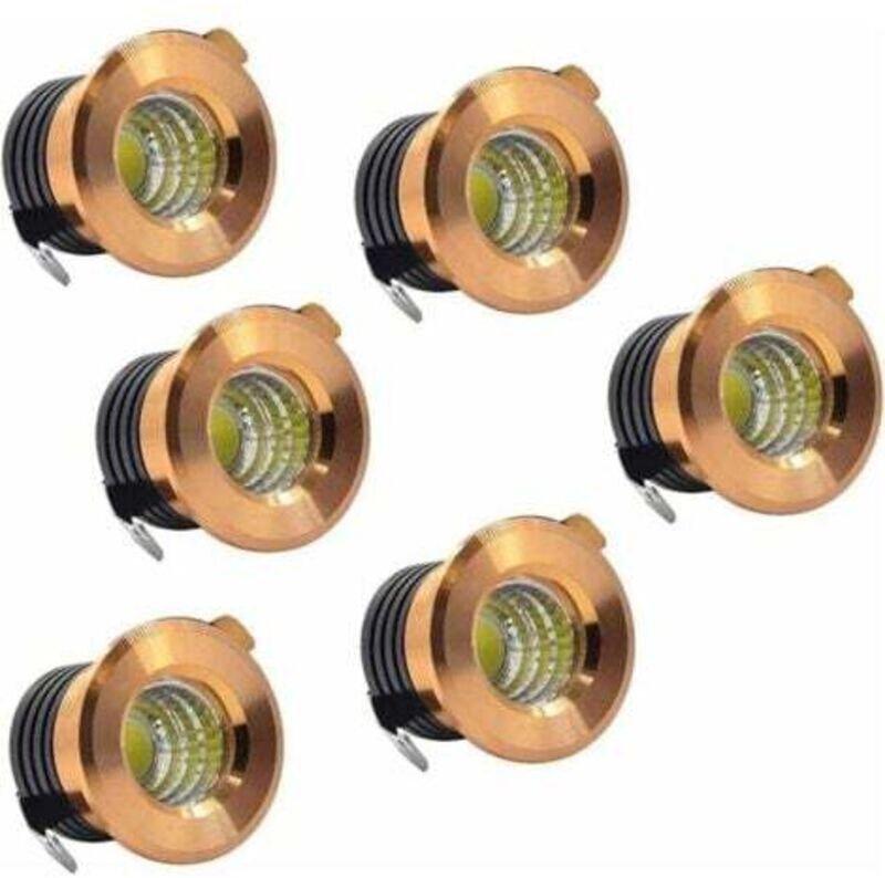 Set mit 6 Mini-LED-Einbaustrahlern, Schwarz, 3 W, Warmweiß - LKBD