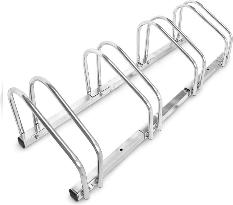 2 x 4er Fahrradständer im Set, Mehrfachständer für je 4 Fahrräder, zur Boden- und Wandmontage, hbt 26 x 100 x 32 cm, sil...